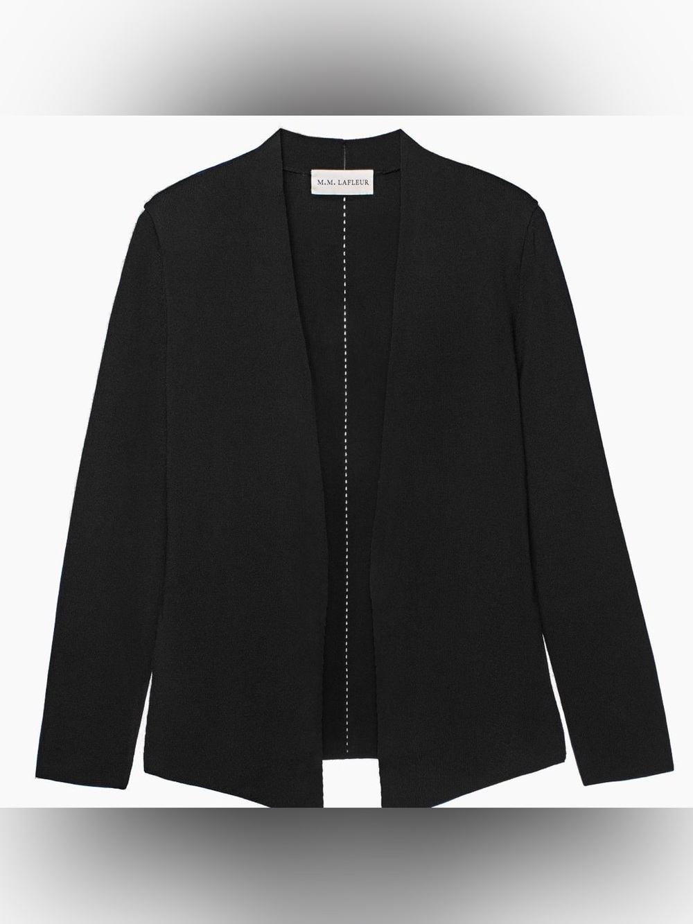 MM. LaFleur Black Open-Front Women's Blazer The Woolf Classic Jardigan - L